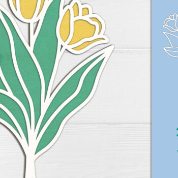 Intra απο ξύλο plywood 3mm-4mm πάχος – Μπουκέτο λουλούδια τουλίπας Ξύλινο κομμένο με λέιζερ Δίασταση  20x20 cm INTRAFABR-117883870 - Image 1