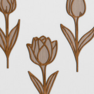 Intra απο ξύλο plywood 3mm-4mm πάχος – Πακέτο Tulip Flowers Decor Cut Laser Δίασταση  20x20 cm INTRAFABR-107373562
