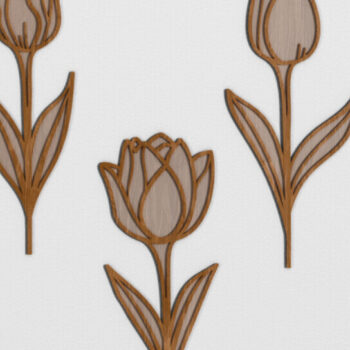 Intra απο ξύλο plywood 3mm-4mm πάχος – Πακέτο Tulip Flowers Decor Cut Laser Δίασταση  20x20 cm INTRAFABR-107373562 - Image 1