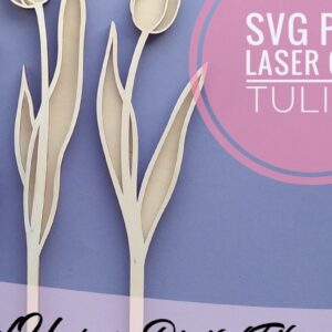 Intra απο ξύλο plywood 3mm-4mm πάχος – Λουλούδι κομμένο με λέιζερ Tulip Δίασταση  20x20 cm INTRAFABR-33968685