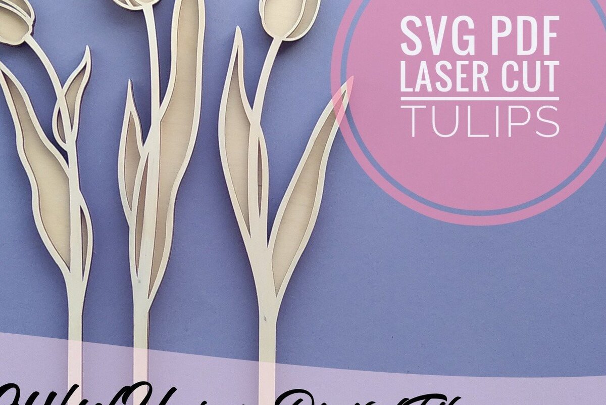 Intra απο ξύλο plywood 3mm-4mm πάχος – Λουλούδι κομμένο με λέιζερ Tulip Δίασταση  20x20 cm INTRAFABR-33968685