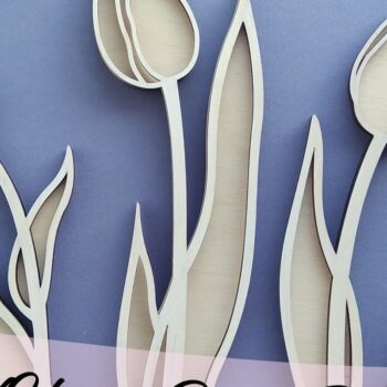 Intra απο ξύλο plywood 3mm-4mm πάχος – Λουλούδι κομμένο με λέιζερ Tulip Δίασταση  20x20 cm INTRAFABR-33968685 - Image 2