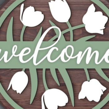 Intra απο ξύλο plywood 3mm-4mm πάχος – Σημάδι καλωσορίσματος τουλίπας | Σήμα ελατηρίου Δίασταση  20x20 cm INTRAFABR-60798234 - Image 1