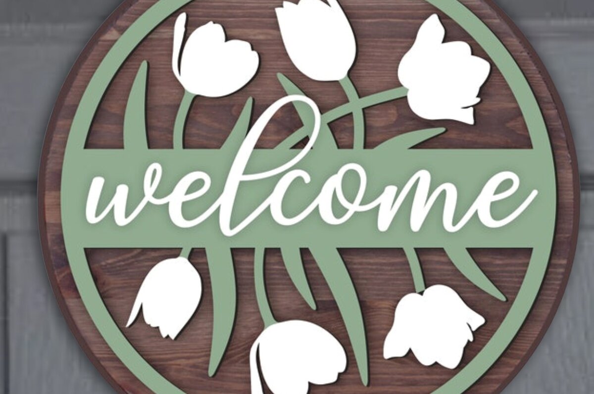 Intra απο ξύλο plywood 3mm-4mm πάχος – Σημάδι καλωσορίσματος τουλίπας | Σήμα ελατηρίου Δίασταση  20x20 cm INTRAFABR-60798234