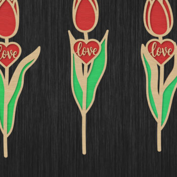 Intra απο ξύλο plywood 3mm-4mm πάχος – Πακέτο Tulip with Love Heart Δίασταση  20x20 cm INTRAFABR-111376048 - Image 1