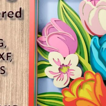 Intra απο ξύλο plywood 3mm-4mm πάχος – Αρχεία λέιζερ 3D Tulips Δίασταση  20x20 cm INTRAFABR-108943998 - Image 1