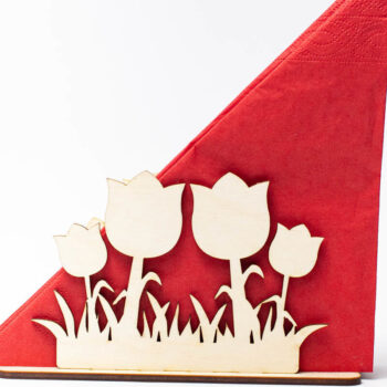 Intra απο ξύλο plywood 3mm-4mm πάχος – Θήκη για χαρτοπετσέτα Tulips Flowers Δίασταση  20x20 cm INTRAFABR-68797675 - Image 1