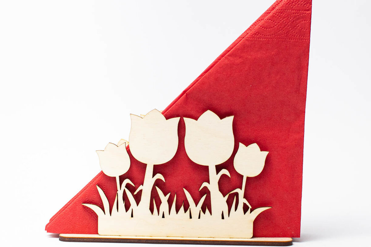 Intra απο ξύλο plywood 3mm-4mm πάχος – Θήκη για χαρτοπετσέτα Tulips Flowers Δίασταση  20x20 cm INTRAFABR-68797675