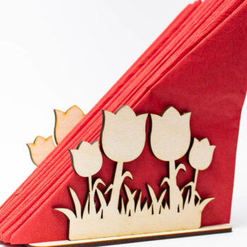 Intra απο ξύλο plywood 3mm-4mm πάχος – Θήκη για χαρτοπετσέτα Tulips Flowers Δίασταση  20x20 cm INTRAFABR-68797675 - Image 2