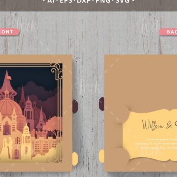 Intra απο ξύλο plywood 3mm-4mm πάχος – Τούνελ κάρτες Προσκλητήριο γάμου αναδυόμενο Δίασταση 20x20 cm INTRAFABR-34170966 - Image 1