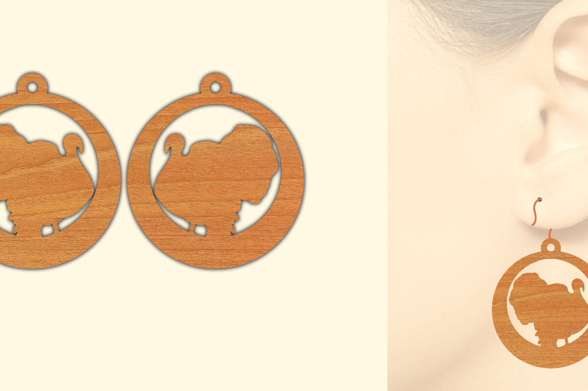 Intra απο ξύλο plywood 3mm-4mm πάχος – Ξύλινα σκουλαρίκια Τουρκίας Bird Δίασταση  5x5 cm INTRAFABR-70641162