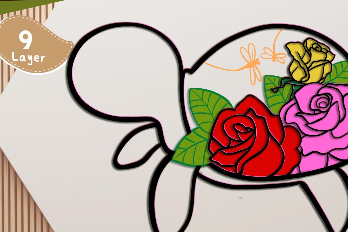 Intra απο ξύλο plywood 3mm-4mm πάχος – Turtle and Rose Multilayers Δίασταση  20x20 cm INTRAFABR-97914192