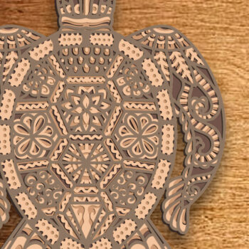 Intra απο ξύλο plywood 3mm-4mm πάχος – Turtle Multilayer/Turtle Paper Cut/ Δίασταση  20x20 cm INTRAFABR-83032699 - Image 1