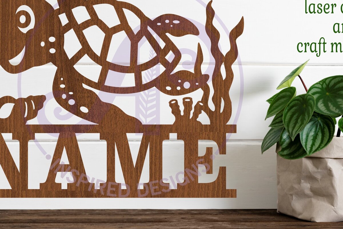 Intra απο ξύλο plywood 3mm-4mm πάχος – Πρότυπο κοπής με λέιζερ Sin Name Turtle Δίασταση  20x20 cm INTRAFABR-91313556