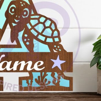 Intra απο ξύλο plywood 3mm-4mm πάχος – Επιστολή μονογράμματος κεφαλαίου ωκεανού χελώνας α Δίασταση  20x20 cm INTRAFABR-94203787 - Image 1