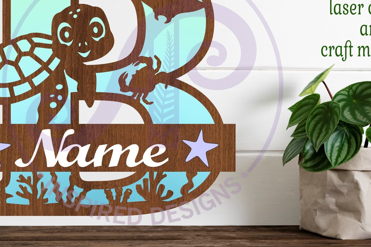 Intra απο ξύλο plywood 3mm-4mm πάχος – Μονόγραμμα κεφαλαίου της χελώνας Ωκεανός Επιστολή Β Δίασταση  20x20 cm INTRAFABR-94203809