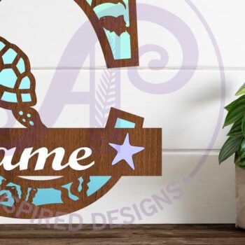 Intra απο ξύλο plywood 3mm-4mm πάχος – Μονόγραμμα κεφαλαιουχικής χελώνας Γράμμα C Δίασταση  20x20 cm INTRAFABR-94203844 - Image 1