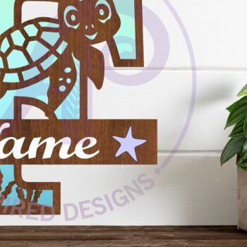 Intra απο ξύλο plywood 3mm-4mm πάχος – Μονόγραμμα κεφαλαίου χελώνας Ωκεανός Επιστολή F Δίασταση  20x20 cm INTRAFABR-94203919 - Image 1