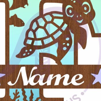 Intra απο ξύλο plywood 3mm-4mm πάχος – Μονόγραμμα κεφαλαίου χελώνας Ωκεανός Επιστολή F Δίασταση  20x20 cm INTRAFABR-94203919 - Image 3