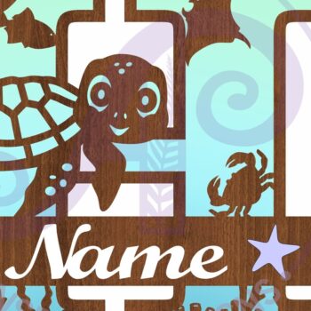 Intra απο ξύλο plywood 3mm-4mm πάχος – Μονόγραμμα κεφαλαιουχικής χελώνας Ωκεανό Επιστολή Η Δίασταση  20x20 cm INTRAFABR-94203963 - Image 3