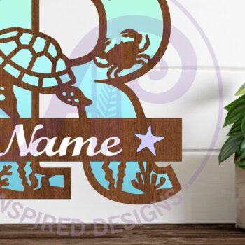 Intra απο ξύλο plywood 3mm-4mm πάχος – Μονόγραμμα κεφαλαίου της χελώνας Ωκεανός Επιστολή R Δίασταση  20x20 cm INTRAFABR-94204617 - Image 1