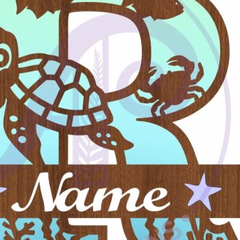 Intra απο ξύλο plywood 3mm-4mm πάχος – Μονόγραμμα κεφαλαίου της χελώνας Ωκεανός Επιστολή R Δίασταση  20x20 cm INTRAFABR-94204617 - Image 3