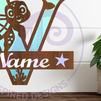 Intra απο ξύλο plywood 3mm-4mm πάχος – Μονόγραμμα κεφαλαίου της χελώνας V Δίασταση  20x20 cm INTRAFABR-94204745 - Image 1