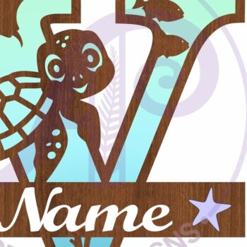 Intra απο ξύλο plywood 3mm-4mm πάχος – Μονόγραμμα κεφαλαίου της χελώνας V Δίασταση  20x20 cm INTRAFABR-94204745 - Image 3