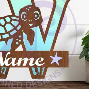 Intra απο ξύλο plywood 3mm-4mm πάχος – Μονόγραμμα κεφαλαίου της χελώνας Ωκεανός Επιστολή W Δίασταση  20x20 cm INTRAFABR-94204773 - Image 1