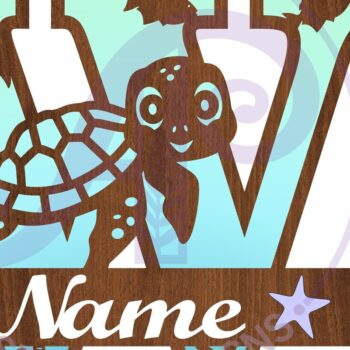 Intra απο ξύλο plywood 3mm-4mm πάχος – Μονόγραμμα κεφαλαίου της χελώνας Ωκεανός Επιστολή W Δίασταση  20x20 cm INTRAFABR-94204773 - Image 3