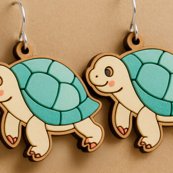Intra απο ξύλο plywood 3mm-4mm πάχος – Χαριτωμένο αρχείο Turtle Sea Earrings Δίασταση  5x5 cm INTRAFABR-123757358 - Image 1