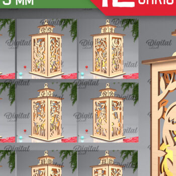 Intra απο ξύλο plywood 3mm-4mm πάχος – Πακέτο λέιζερ Twelve Days of XMas Lantern Δίασταση  20x20 cm INTRAFABR-103367123 - Image 1