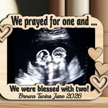 Intra απο ξύλο plywood 3mm-4mm πάχος – Ανακοίνωση Twin Babies Ultrasound Δίασταση  20x20 cm INTRAFABR-123098108 - Image 1