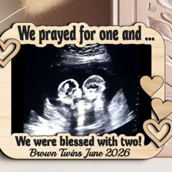 Intra απο ξύλο plywood 3mm-4mm πάχος – Ανακοίνωση Twin Babies Ultrasound Δίασταση  20x20 cm INTRAFABR-123098108 - Image 2