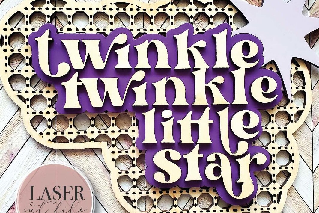 Intra απο ξύλο plywood 3mm-4mm πάχος – Twinkle Twinkle Litte Star Δίασταση  20x20 cm INTRAFABR-71541324