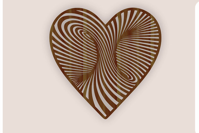 Intra απο ξύλο plywood 3mm-4mm πάχος – Twisted Heart Wall Art Optical Ilusion Δίασταση  40x30 cm INTRAFABR-119361640