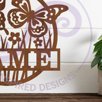 Intra απο ξύλο plywood 3mm-4mm πάχος – Πινακίδα ονόματος δύο πεταλούδων Cut Laser Δίασταση  20x20 cm INTRAFABR-87279991 - Image 1