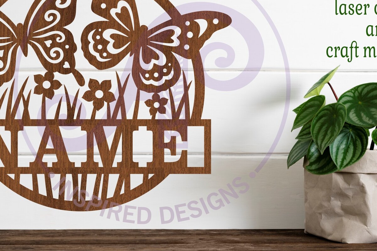 Intra απο ξύλο plywood 3mm-4mm πάχος – Πινακίδα ονόματος δύο πεταλούδων Cut Laser Δίασταση  20x20 cm INTRAFABR-87279991