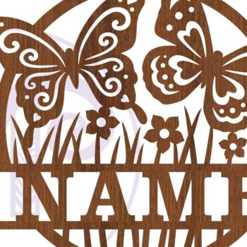 Intra απο ξύλο plywood 3mm-4mm πάχος – Πινακίδα ονόματος δύο πεταλούδων Cut Laser Δίασταση  20x20 cm INTRAFABR-87279991 - Image 3