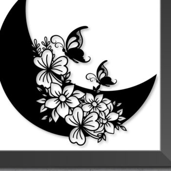 Intra απο ξύλο plywood 3mm-4mm πάχος – Two Butterfly Moon Floral 3D Δίασταση  20x20 cm INTRAFABR-27194290 - Image 1