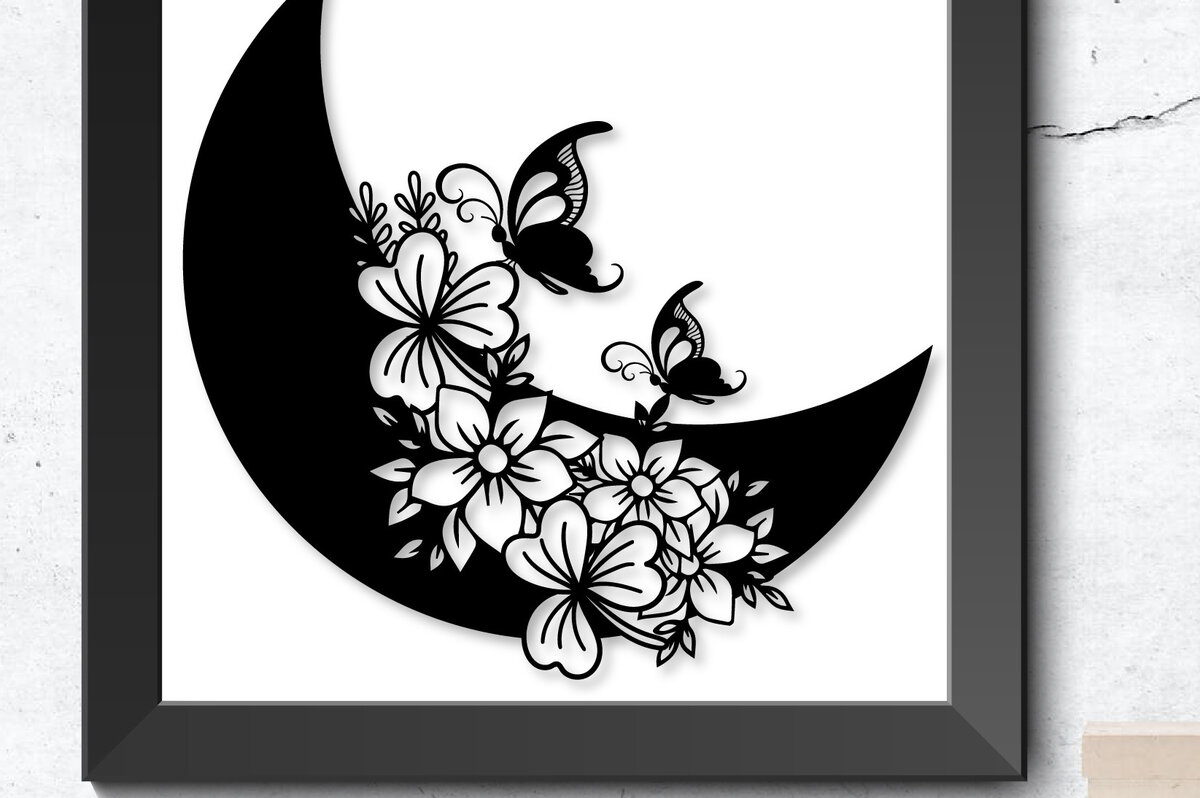 Intra απο ξύλο plywood 3mm-4mm πάχος – Two Butterfly Moon Floral 3D Δίασταση  20x20 cm INTRAFABR-27194290