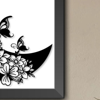 Intra απο ξύλο plywood 3mm-4mm πάχος – Two Butterfly Moon Floral 3D Δίασταση  20x20 cm INTRAFABR-27194290 - Image 2