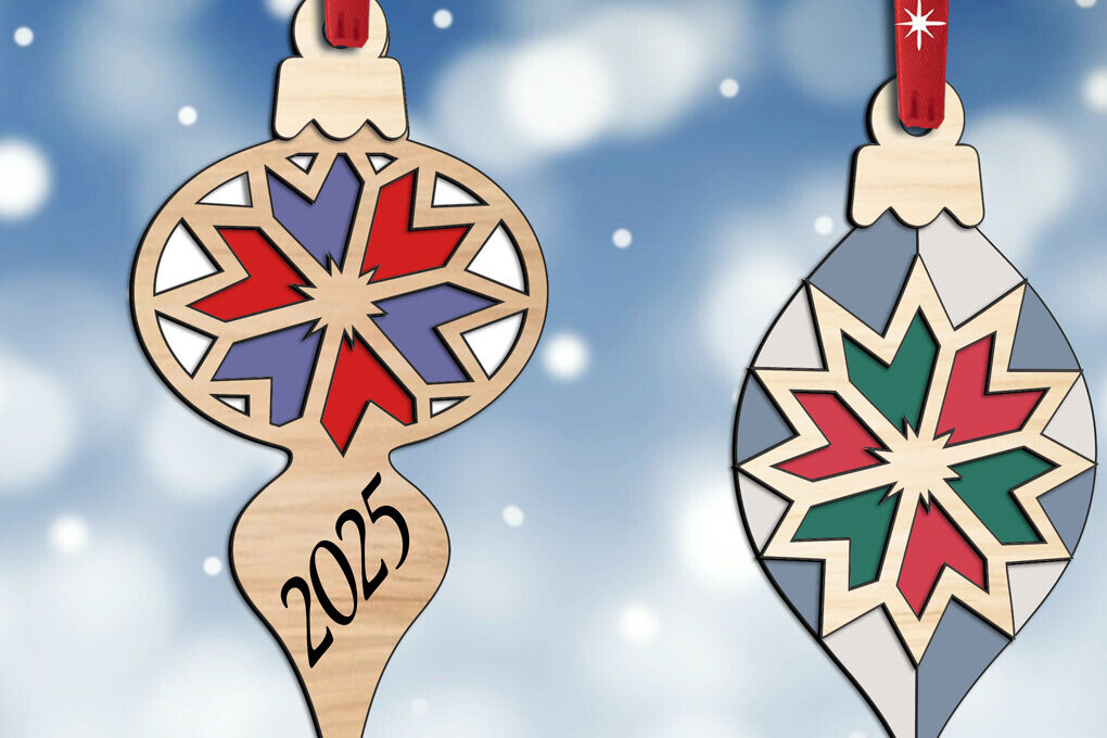 Intra απο ξύλο plywood 3mm-4mm πάχος – Δύο χριστουγεννιάτικα στολίδια παπλώματος αγροκτήματος αχυρώνα Δίασταση  20x20 cm INTRAFABR-108396700