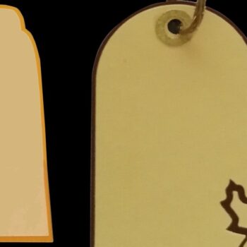 Intra απο ξύλο plywood 3mm-4mm πάχος – Δύο Ετικέτες δώρου - Φύλλο κολοκύθας Δίασταση  20x20 cm INTRAFABR-38328477 - Image 3