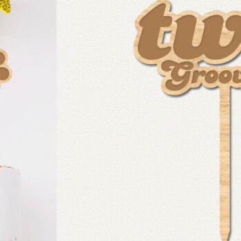 Intra απο ξύλο plywood 3mm-4mm πάχος – Two Groovy Cake Topper, 2α γενέθλια Δίασταση  20x20 cm INTRAFABR-53602541 - Image 1