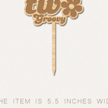 Intra απο ξύλο plywood 3mm-4mm πάχος – Two Groovy Cake Topper, 2α γενέθλια Δίασταση  20x20 cm INTRAFABR-53602541 - Image 2