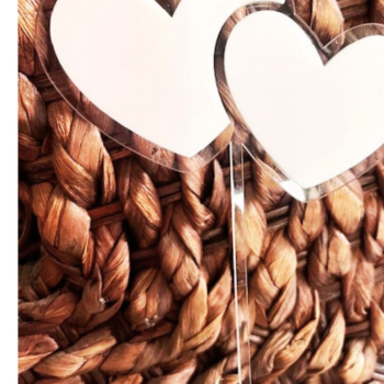 Intra απο ξύλο plywood 3mm-4mm πάχος – Two Hearts Cake Topper Διπλής στρώσης Δίασταση  20x20 cm INTRAFABR-114717051 - Image 1