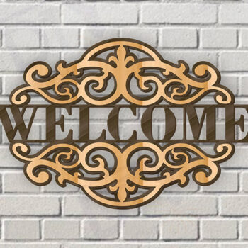 Intra απο ξύλο plywood 3mm-4mm πάχος – Κοπή λέιζερ πινακίδας δύο επιπέδων "Καλώς ήρθατε". Δίασταση  20x20 cm INTRAFABR-115235129 - Image 1