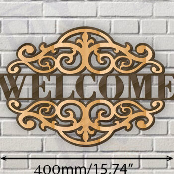 Intra απο ξύλο plywood 3mm-4mm πάχος – Κοπή λέιζερ πινακίδας δύο επιπέδων "Καλώς ήρθατε". Δίασταση  20x20 cm INTRAFABR-115235129 - Image 2