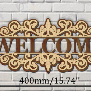 Intra απο ξύλο plywood 3mm-4mm πάχος – Κοπή λέιζερ πινακίδας δύο επιπέδων "Καλώς ήρθατε". Δίασταση  20x20 cm INTRAFABR-117346225 - Image 3